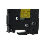 Q-Nomic TZe-S631 fita extra adesiva 12mm texto preto sobre amarelo (8M) | QNTZe-S631