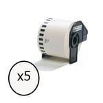 Q-Nomic DK-22251 Fita continua preto/vermelho sobre branco | Papel | Multiusos | 62mmx15,24M | Pack 5 Fitas | QNB-DK-22251