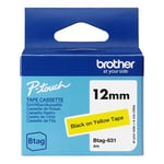 Brother Btag-631 fita não laminada preto sobre amarelo 12 mm | BROBTAG631