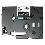 Q-Nomic TZe-345 fita 18mm texto branco sobre preto (8M) | QNTZe-345