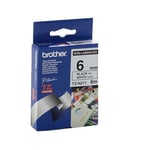 Brother TZEN211 fita não laminada preta sobre branco 6mm | BROTZEN211