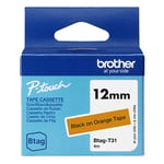 Brother Btag-T31 fita não laminada preto sobre laranja 12 mm | BROBTAGT31