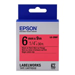 Epson LK-2RBP Fita preto sobre vermelho pastel 6mm (C53S652001) | EPSLK-2RBP