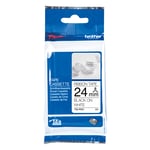 Brother TZe-R251 Fita tecido acetinado texto preto sobre branco 24mm | BROTZER251
