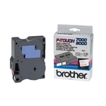 Fita Brother TX-242 texto vermelho sobre branco 18mm | BROTX242