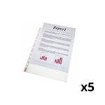 Pack 5x Mica transparente Esselte | 11 furos | A4 | 38 micras | 100 unidades | ESS16690x5