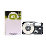 Q-Nomic Casio XR-24WE fita preta sobre branca de 24 mm | QNXR24WE