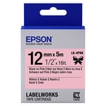 Epson LK-4PBK Fita acetinada preto sobre rosa 12mm (C53S654031) | EPSLK-4PBK