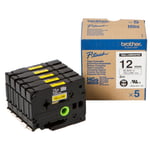 Brother HGe-631V5 Fita preta sobre amarela 12mm (5 unidades) | BROHGE631V5