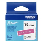 Brother Btag-P35 fita não laminada branco sobre rosa 12 mm | BROBTAGP35