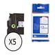 Brother TZe-FA3 fita para a roupa 12mm texto azul sobre branco (3M) (Pack 5 U) | BRB-ZEFA3