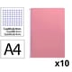 Pack 10x Caderno espiral Folio | Quadriculado 4 mm | 75 g | Capa mole | Rosa