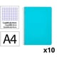 Pack 10x Caderno espiral Folio | Quadriculado 4 mm | 90 g | Capa dura | azul claro