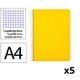 Pack 5x Caderno Espiral Folio | Quadriculado 4 mm | 90 g | Capa dura | amarelo