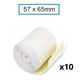 Pack 10x rolo Papel Autocopia 57x65x12mm (Papel Térmico) | QNB-PA5765x10