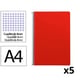Pack 5x Caderno espiral Folio | Quadriculado 4 mm | 75 g | Capa mole | Vermelho