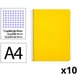 Pack 10x Caderno Espiral Folio | Quadriculado 4 mm | 90 g | Capa dura | amarelo