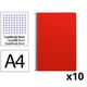 Pack 10x Caderno espiral Folio | Quadriculado 4 mm | 75 g | Capa mole | Vermelho
