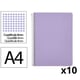 Pack 10x Caderno Espiral Folio | Quadriculado 4 mm | 90 g | Capa dura | roxo