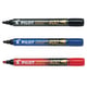 Pack Marcadores permanentes Pilot SCA-400 | Ponta biselada 4mm | Preto, Azul, Vermelho