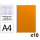 Pack 10x Caderno espiral Folio | Quadriculado 4 mm | 75 g | Capa mole | Laranja