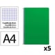 Pack 5x Caderno espiral Folio | Quadriculado 4 mm | 75 g | Capa mole | Verde