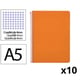 Pack 10x Caderno Espiral Quarto | Quadriculado 4 mm | 90 g | Capa dura | Laranja