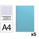 Pack 5x Caderno Espiral Folio | Quadriculado 4 mm | 75 g | Capa mole | Azul celeste