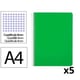 Pack 5x Caderno Espiral Folio | Quadriculado 4 mm | 90 g  | Capa dura | verde