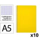Pack 10x Caderno Espiral | Quadriculado 4 mm | 90 g | Capa dura | Amarelo