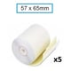 Pack 5x rolo Papel Autocopia 57x65x12mm (Papel Térmico) | QNB-PA5765x5