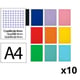 Pack 10x Caderno espiral Folio | Quadriculado 4 mm | 75 g | Capa mole | Várias cores