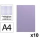Pack 10x Caderno espiral Folio | Quadriculado 4 mm | 75 g | Capa mole | Violeta