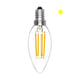 Lâmpada LED E14 | Filamento | Vela | Luz quente| 4W | 2800K-3200K