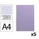 Pack 5x Caderno espiral Folio | Quadriculado 4 mm | 75 g | Capa mole | Violeta