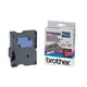 Brother TX-431 fita laminada texto preto sobre vermelho 12mm | BROTX431