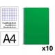Pack 10x Caderno espiral Folio | Quadriculado 4 mm | 75 g | Capa mole | Verde