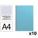 Pack 10x Caderno Espiral Folio | Quadriculado 4 mm | 75 g | Capa mole | Azul celeste