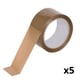 Pack 5x Fita de embalagem castanha | 50mm x 66M