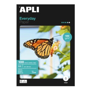 Apli Papel fotográfico brilhante | A4 180 g 100 folhas