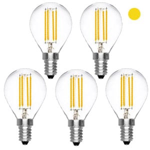Pack x5:Lâmpada LED E14 | Filamento | Luz quente | 4W | 2000K