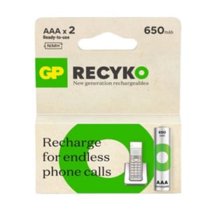 GP 650 ReCyko Pilha recarregável AAA / HR03 Ni-Mh (2 unidades)