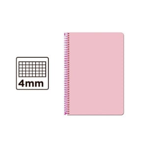Caderno Espiral A5 | 80F | Quadrícula 4mm | Capa Dura | 75gr | Rosa