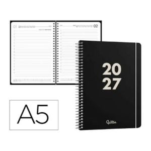Agenda 2027 A5 Espiral Dia por Página | Preta