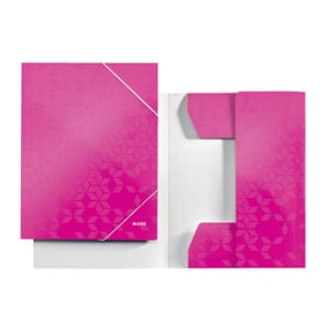 Pasta elasticos com 3 abas | Leitz 3982 WOW | Cartão | A4 | Rosa metalizado