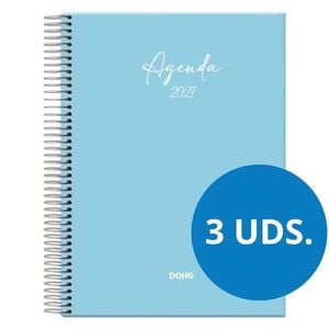 Pack de 3 Agendas 2027 A5 com espiral dia por página | Azuis