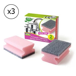 Pack x3: Esfregão salva unhas silver fibre | 10,5x7x4,5 cm | 2 unidades