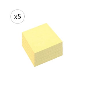 Pack x5: Bloco de Notas | 76x76mm | Amarelo | 100 folhas