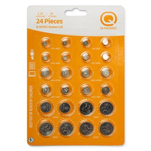 Q-Nomic pilhas-botão 1,5V alcalinas | 3V de litio | 12 tipos | 24 unidades